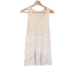 Jolt crochet sleeveless top size Large‎ detail knit hem cream
